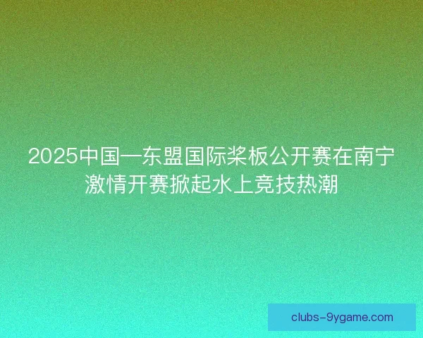 2025中国—东盟国际桨板公开赛在南宁激情开赛掀起水上竞技热潮